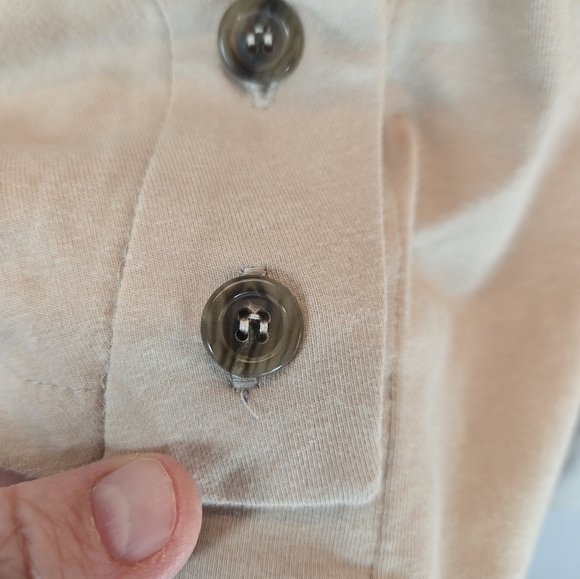 Anne Isabella Beige Asymmetrical Womens Shirt Sz S Button Front Long Sleeve - Picture 9 of 15